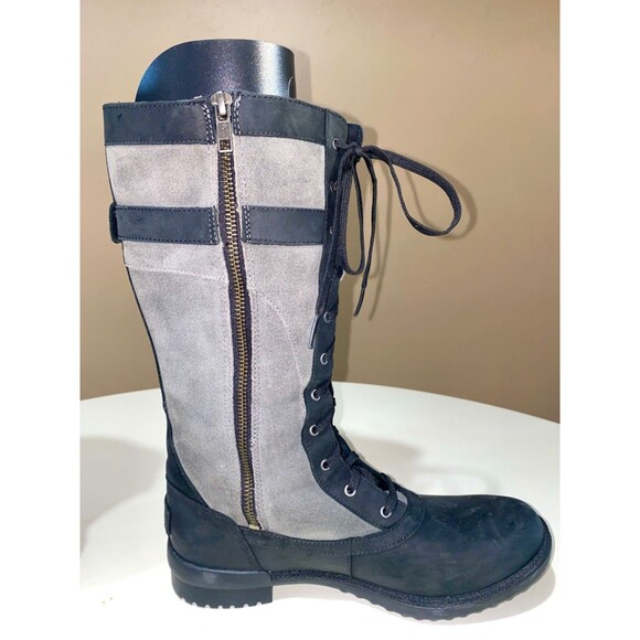 Ugg Australia Brystl Tall Boot Black Lace Up Tall Waterproof Leather 1095158 US9 - Picture 3 of 15